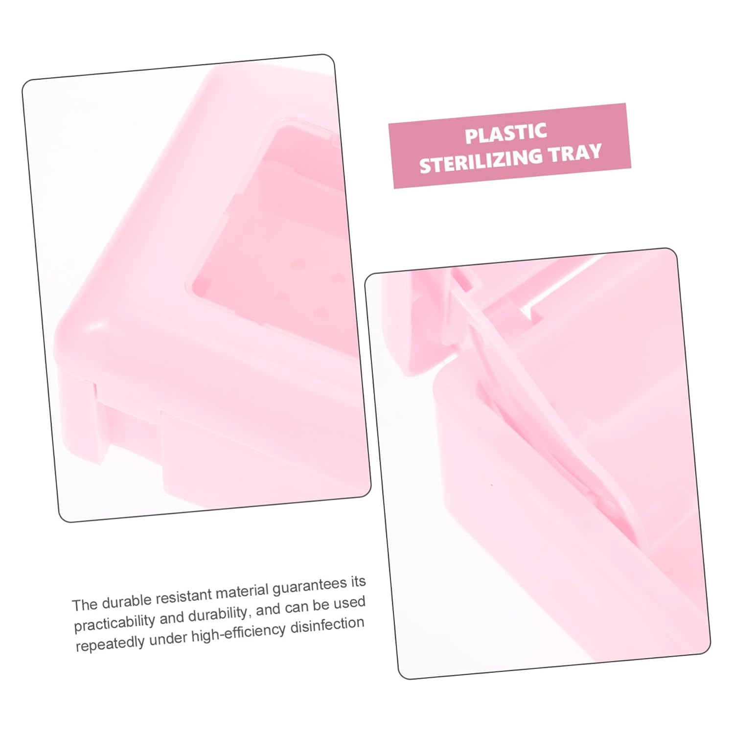 Nail Art Tool Sterilizer Tray Box Organizer Pink Disinfection Box for Manicure Tools Automatic Tray Lift for Easy Cleaning Window Design for Convenience