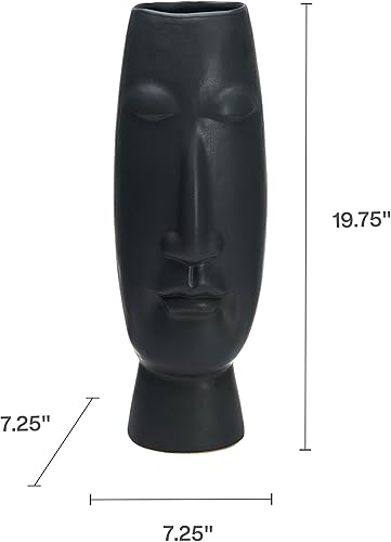Miniatura 2 de Mikasa Jarrón de cerámica negro mate, aspecto contemporáneo para flores sintéticas o secas, jarrón decorativo de 20 pulgadas, pieza decorativa