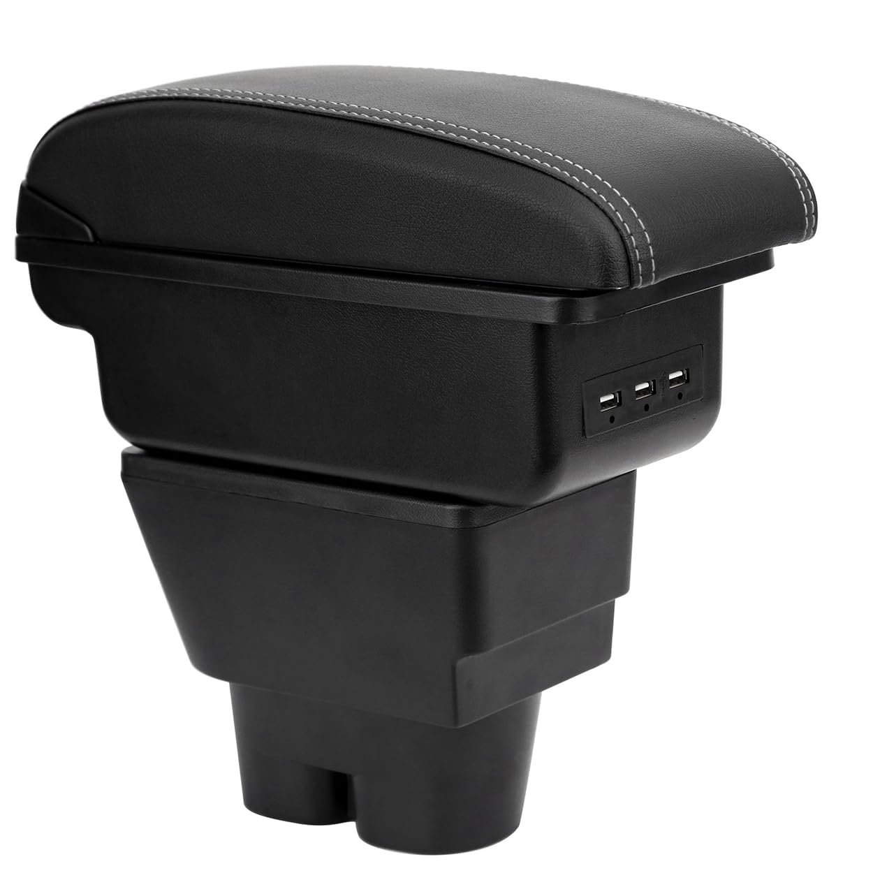 Auto Centrale Bracciolo Compatible with Peugeot 207 Braccioli Poggiabraccio Vano Portaoggetti Nero Doppio Spazio di Archiviazione Con Porte di Ricarica USB
