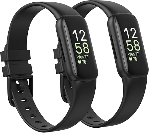 Paquete de 2 bandas impermeables compatibles con Fitbit Inspire 3 bandas para mujeres y hombres, pulseras clásicas de repuesto deportivas suaves