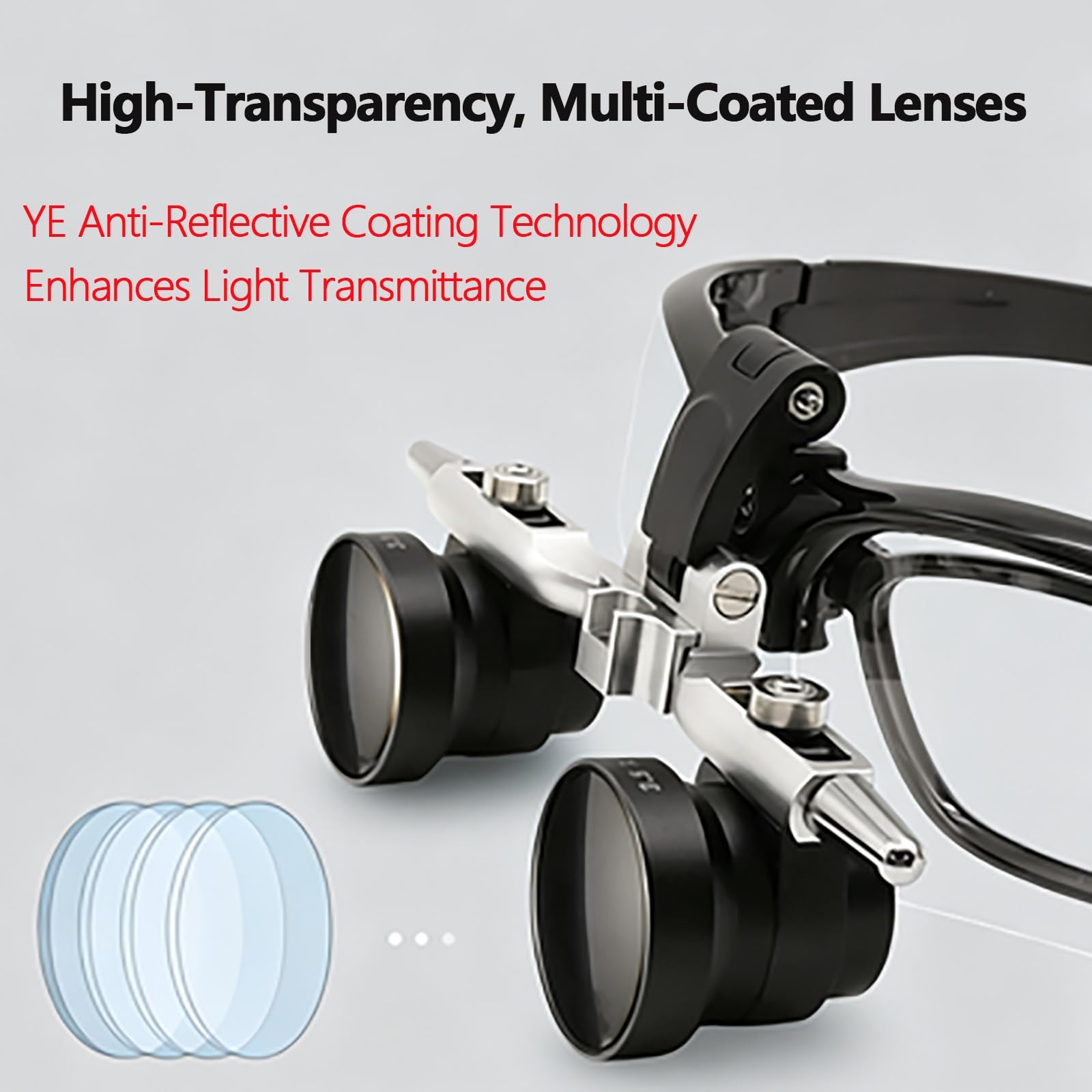 Lupas binoculares ajustables en ángulo de 3,5x420 mm, lupa de aumento de laboratorio, luz LED montada en la cabeza, fácil de desmontar, for instrumentos de precisión