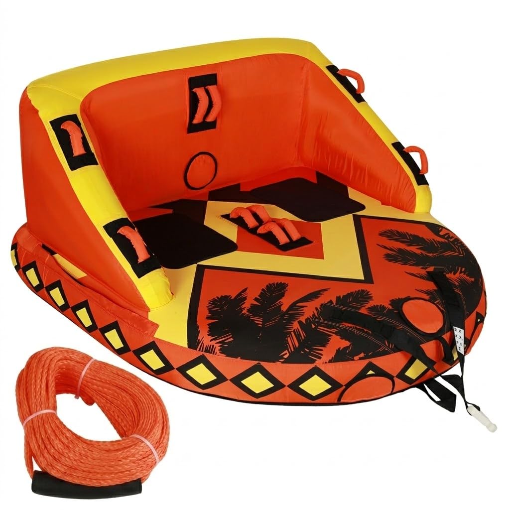 SMOOL Tubo remolcable para navegación, tubo inflable de 1 a 4 jinetes con cubierta de nailon 840D resistente, vejiga de PVC de alta elasticidad de 0.7 mm y cuerda de remolque de nailon incluida