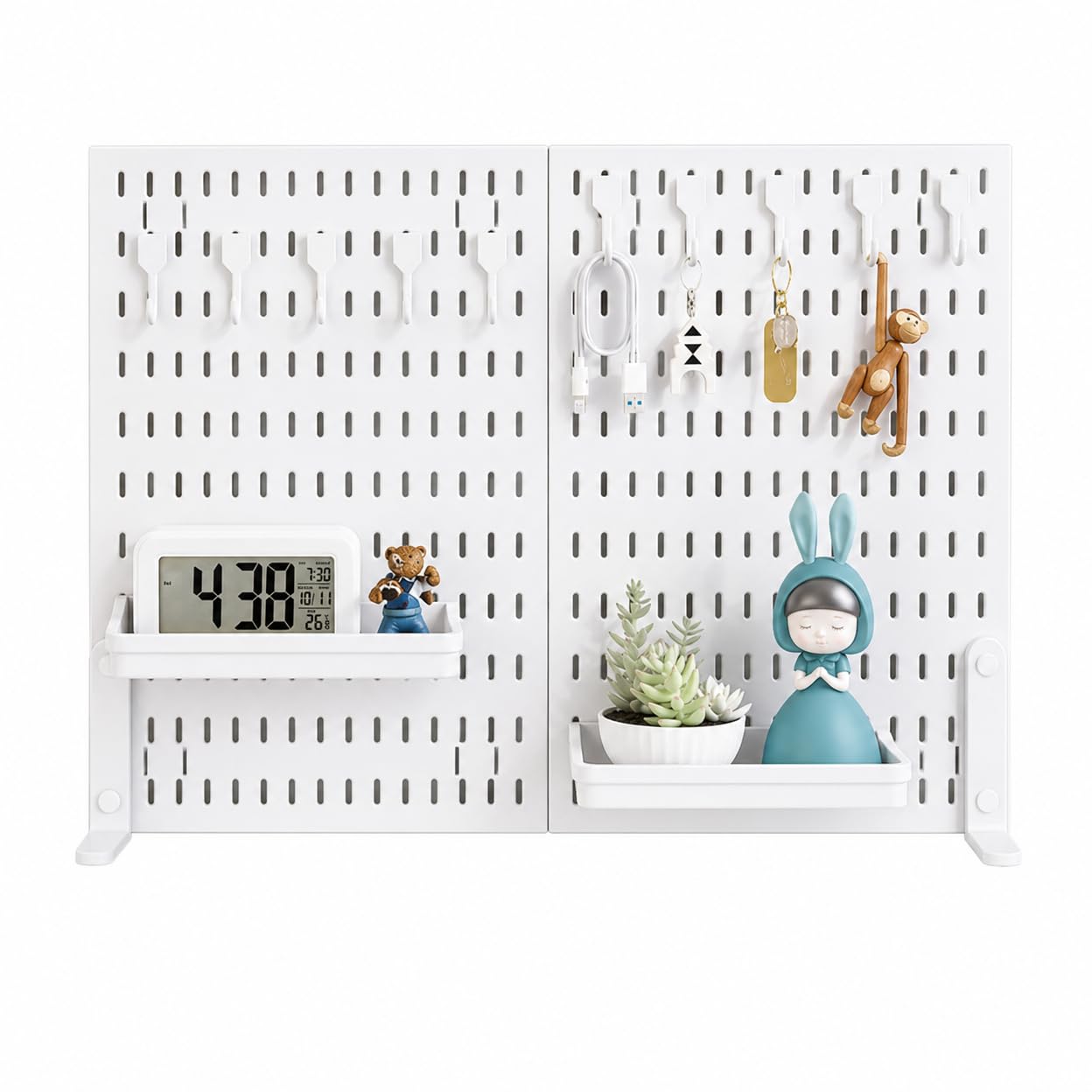 CALANDIS Pegboard Wall Organiser, 4 Piece Peg Board Tool Organiser for Craft Rooms, Desk Pegboard for Study Desks & Home ivory Desktop Clamp Type 2-image-30