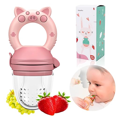 Chupete de alimentación de bebé para frutas mordedores de silicona de grado alimenticio tapa segura y protectora sin BPA niños y niñas dibujos