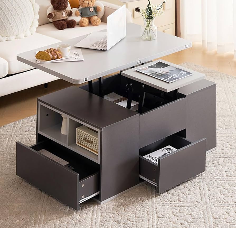 Amazon.co.jp: Kennkari 昇降式テーブル 収納付き 昇降式 ロー