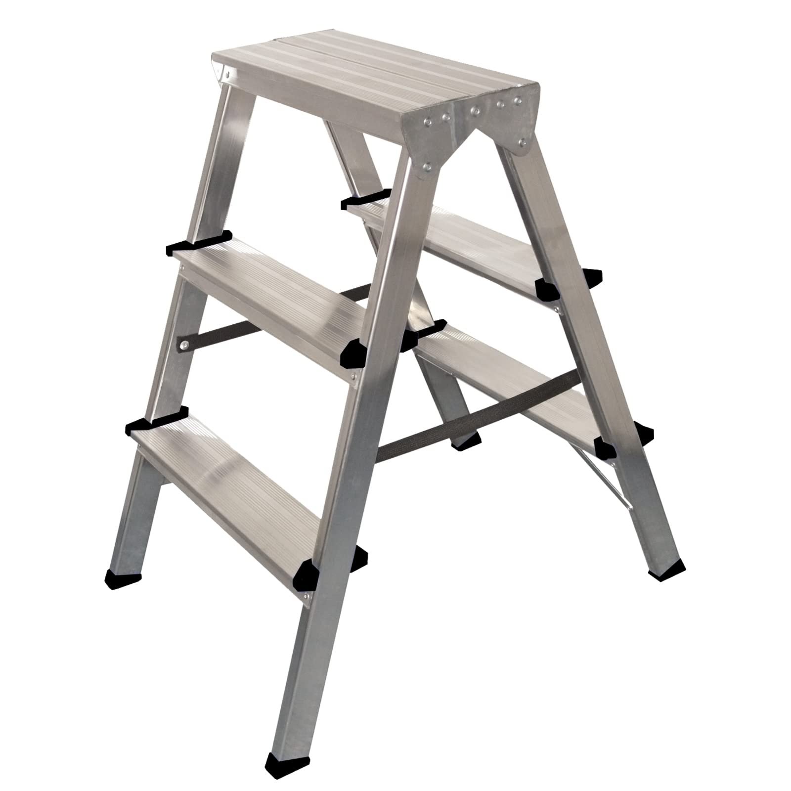 Buy DRAAK 3 Step Double Sided Step Ladder Heavy Duty 150kg Load Non