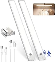 Vista 12 de Luces para debajo del gabinete de 8 pulgadas, 41 LED recargables con sensor de movimiento magnético, luz para interiores, brillo regulable de 6000