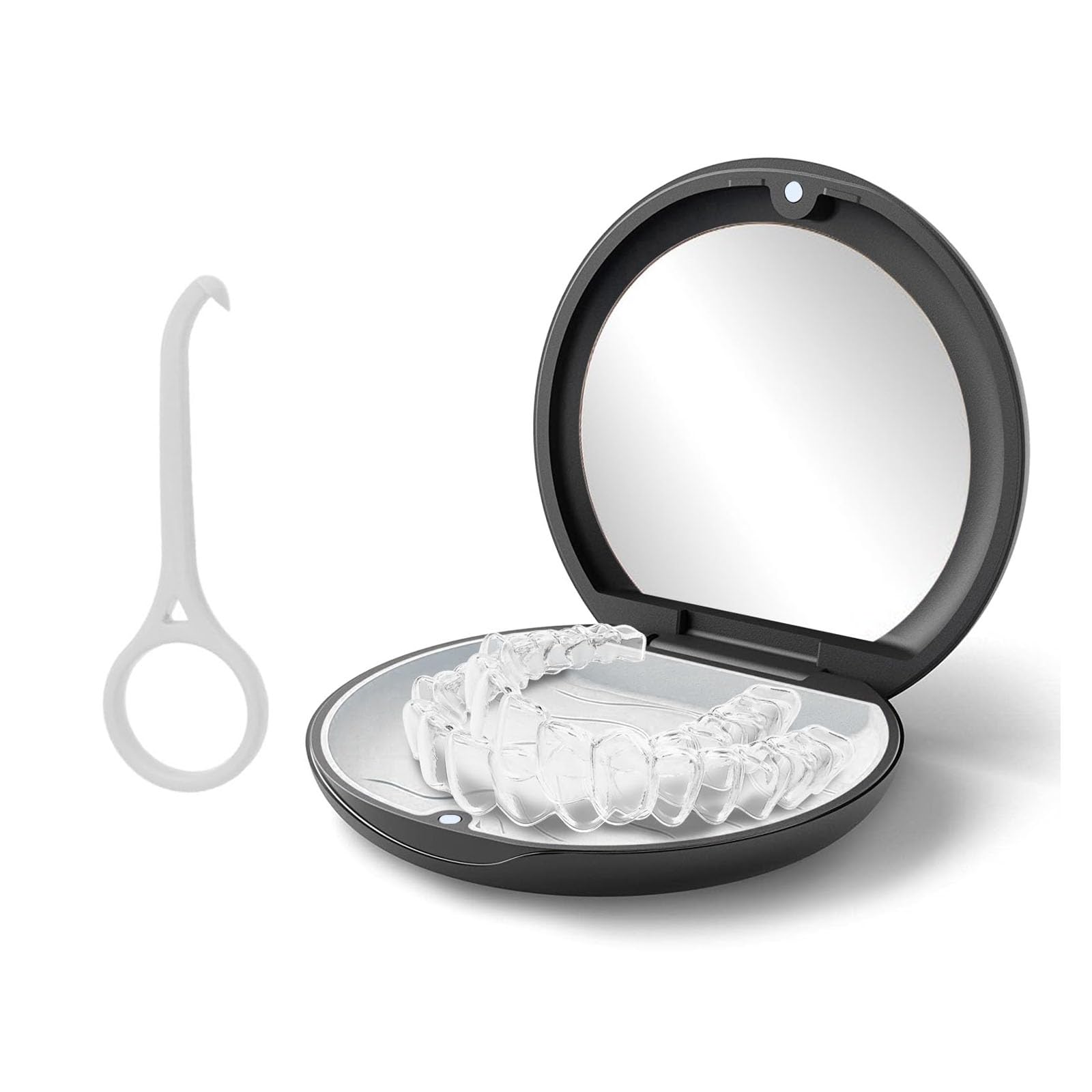 Funngy Retainer Case,Orthodontic Retainer Denture Box False Teeth Container Case Retainer Case Portable Denture Box With Mirror Mouthguards With Aligner Removal Tool For Braces Mouthguards Retainers
