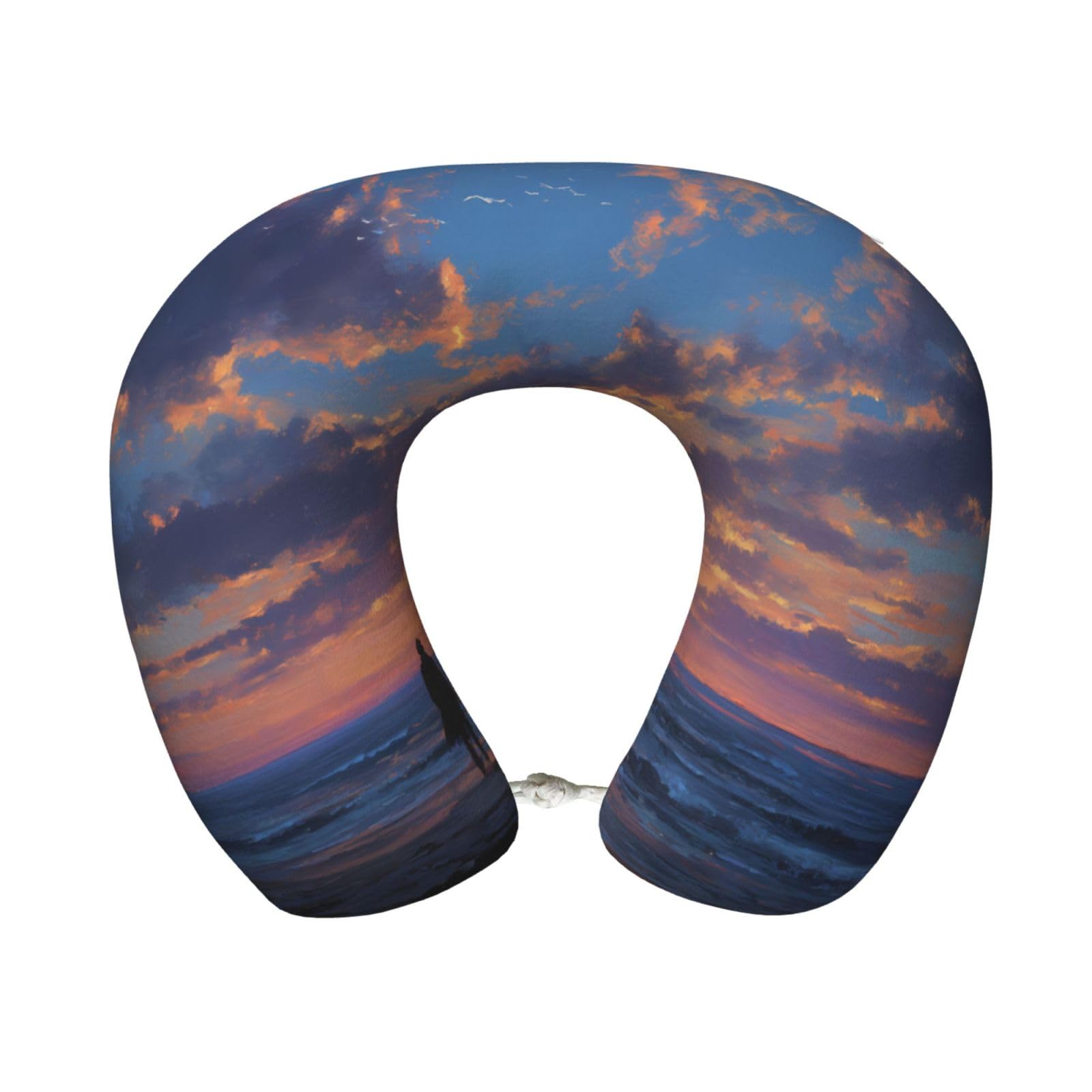 BOAIHH Overlooking The Seaside Memory Foam Travel Pillow for Soft Comfort Fits Snugly for Naps Office, and Airplane Use