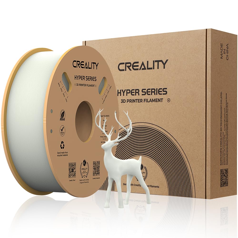 Creality Official Hyper PLA Filament Bianco 1KG, Filamento per Stampanti 3D per la Stampa ad Alta Velocità, Durevole e Resistente, Liscio, Prestazioni a Sbalzo Precisione Dimensionale +/-0,03mm