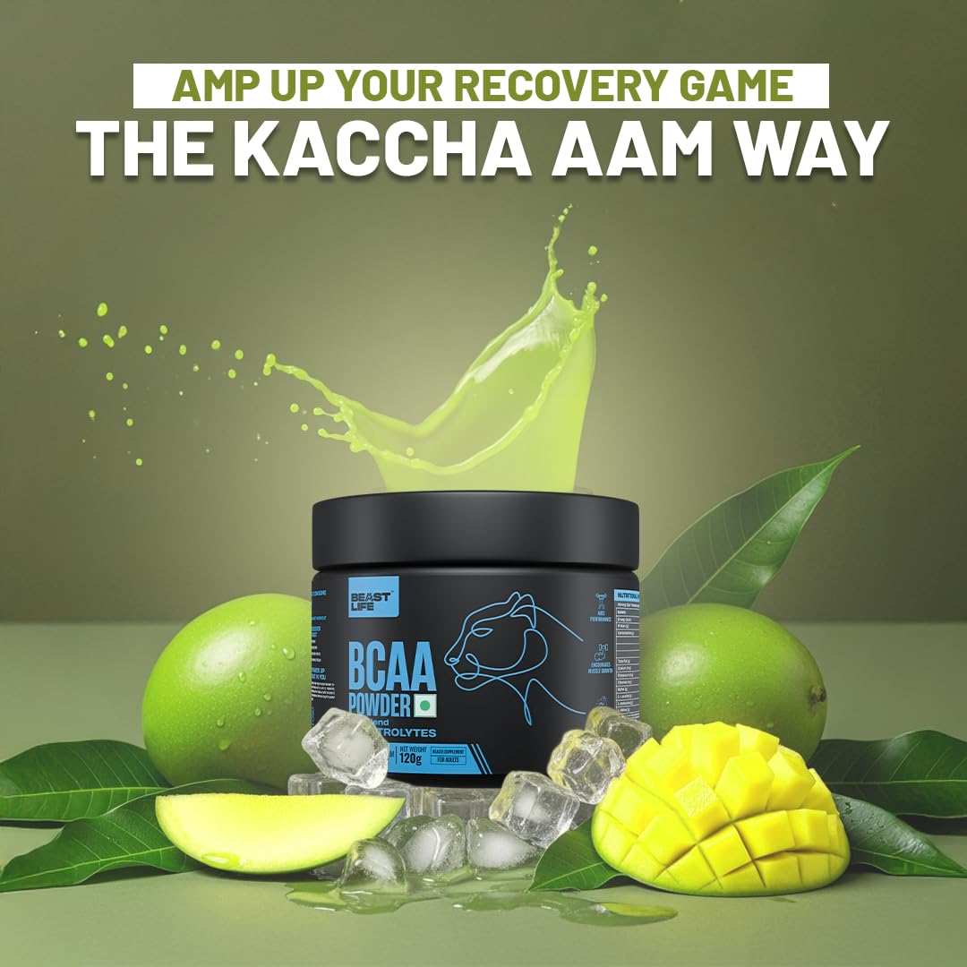 BeastLife High Recovery BCAA – Kachha Aaam Flavour | 2:1:1 Blend | 120g | Fast-Absorbing Recovery Formula | Premium Sports Nutrition for Men & Women 2