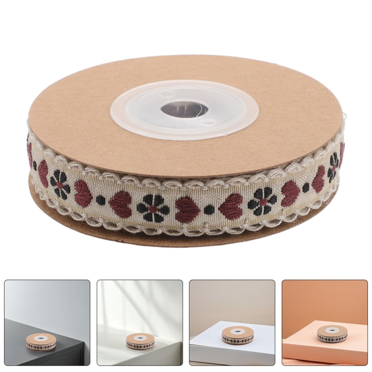 SEWACC 10 Rollen Vintage Polyesterbandrolle mit Blumenmuster 2 Rollen Einfach zu Schneiden und Nähen für Selbstgemacht Bastelarbeiten und Hüte Künstlerisches Design