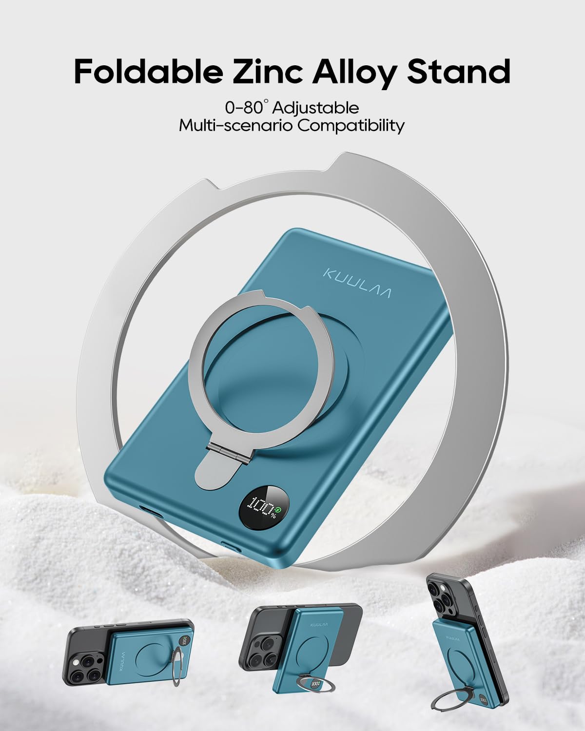 Power Bank 10000mAh,KUULAA Mag Safe Caricatore Portatile Magnetico Wireless con LED Display 20W PD Ricarica Rapida Batteria Esterna per iPhone 15 14 13 12 Pro Max (Verde)