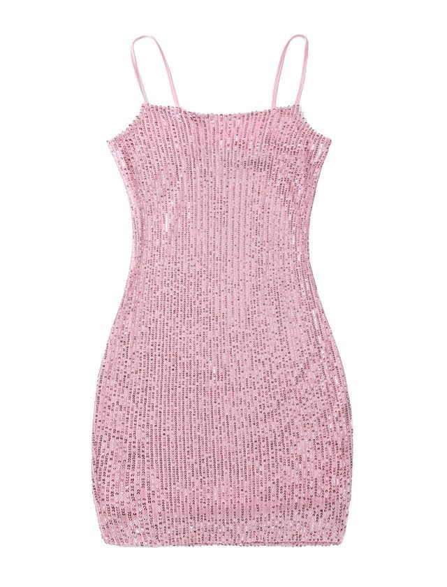 EXARUS Girls Sparkly Dress Teen Homecoming School Dance Party Sequin Spaghetti Strap Special Occasion Tight Bodycon Dress2