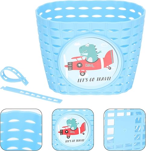 Miniatura 3 de INOOMP Cesta de bicicleta para niños, manillar delantero de plástico, cesta de elevación de bicicleta, fácil instalación, cesta de liberación rápida