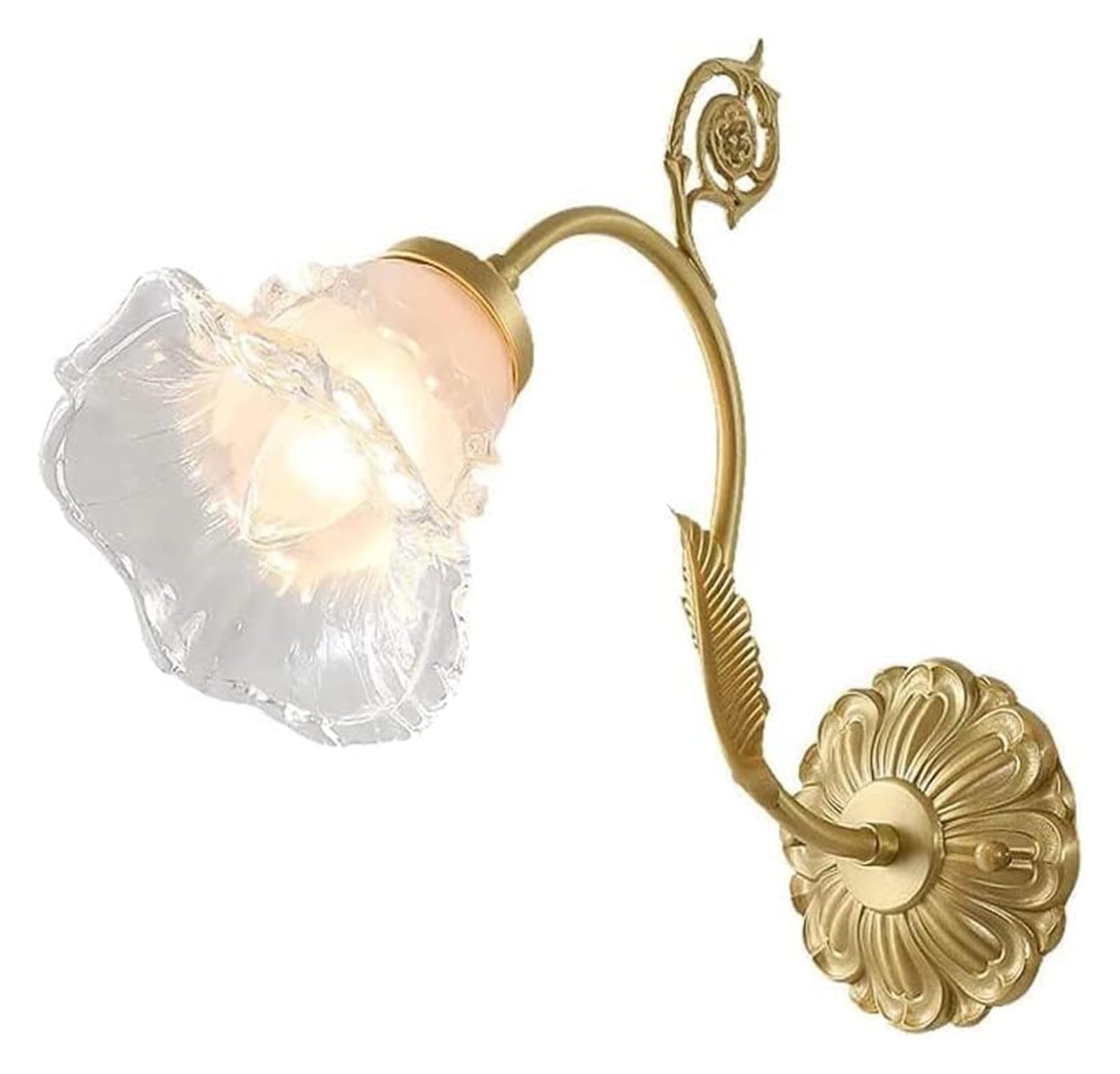 HXYSXHJUO Wall Lamp French Romantic Glass H65 Brass Sconce Flower Shaped Retro Iight E27 Base Mounted Lights for Living Room Bedroom Restaurant