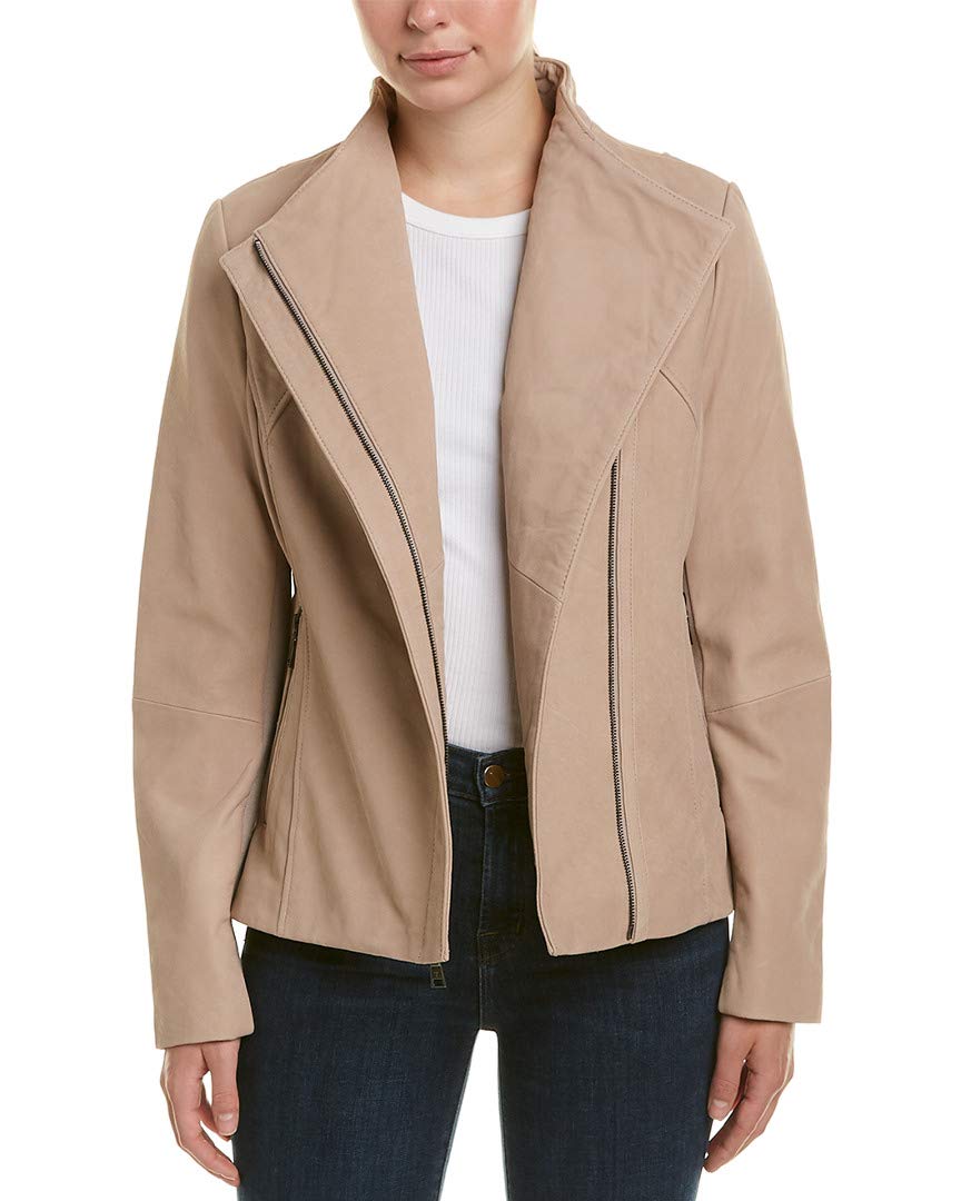 T TahariWomen's Kelly Asymmetrical Fitted Peplum Leather Jacket