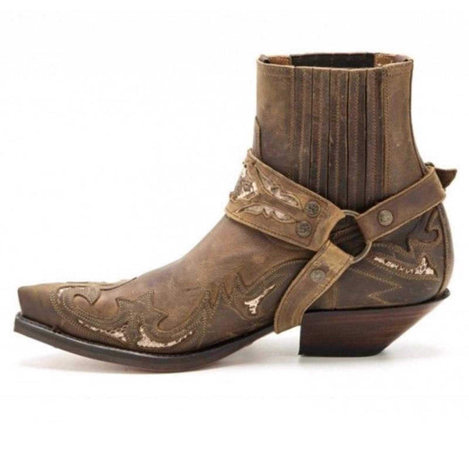 Stivali Western Cowboy Da Uomo, Slip-on Con Tacco Cubano Nero Taglie Uk 6 12 - Foto 8