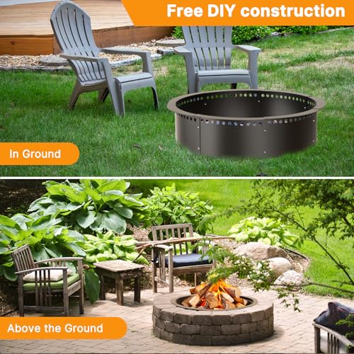 Smokeless Fire Pit Ring, 52-Inch Outer/48-Inch Inner Heavy Duty Large Solid Metal Steel Flower Shape Firepit Rim Insert for Outside Wood Burning, DIY Campfire Ring by Maonlyking - Used condition - Image 7