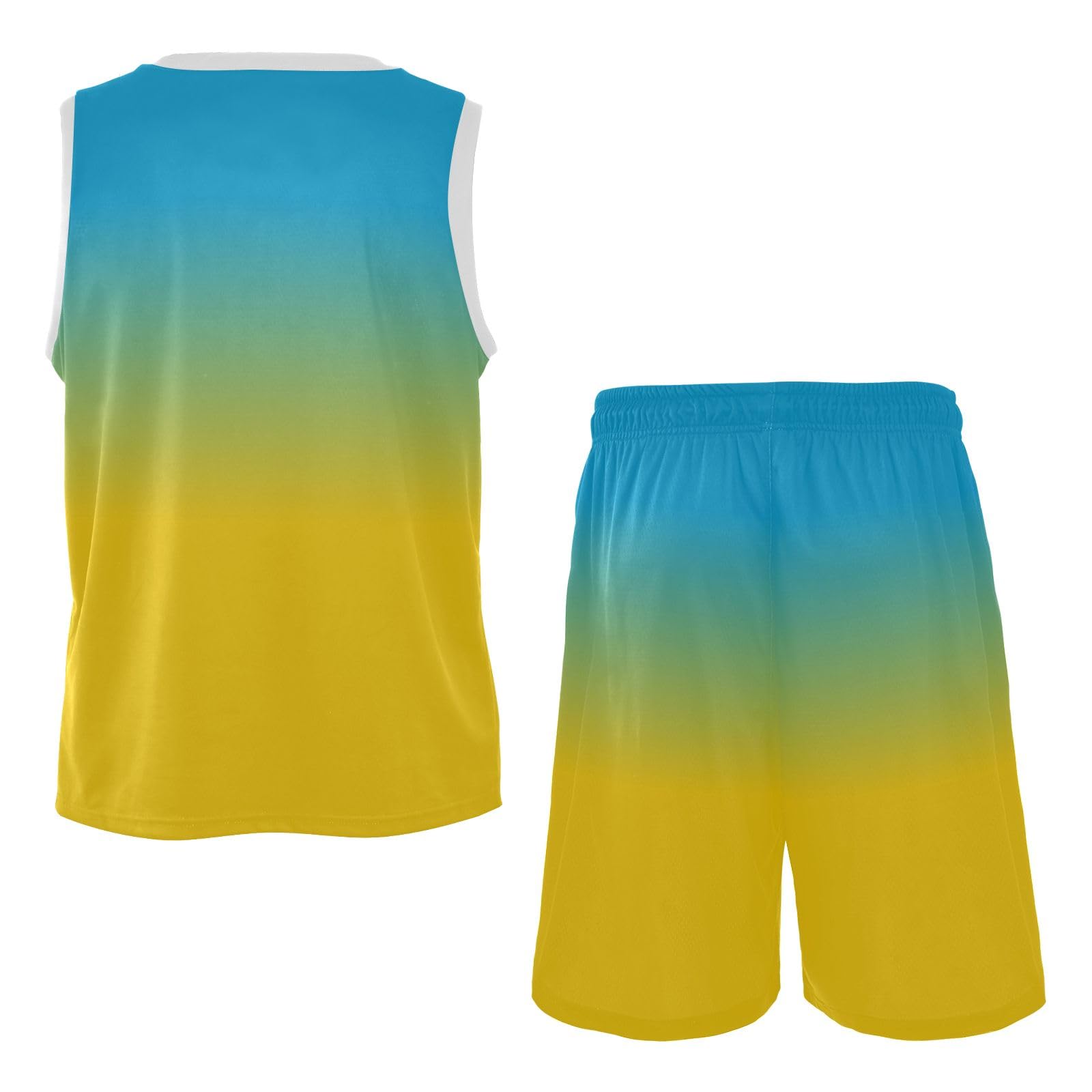 Blue Yellow Gradient Youth Basketball Jersey Youth Athletic Basketball Jerseys Boys Girls Basketball Jersey Set