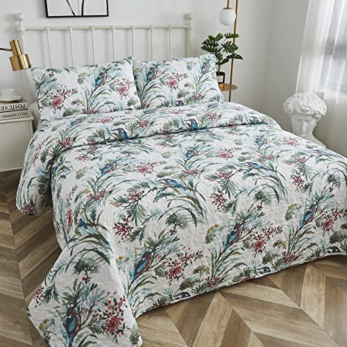 Brandream American Country Bettwäsche-Set mit Kolibri-Aufdruck, Queen-Size-Bettwäsche-Set, Baumwoll-Tagesdecken Cover