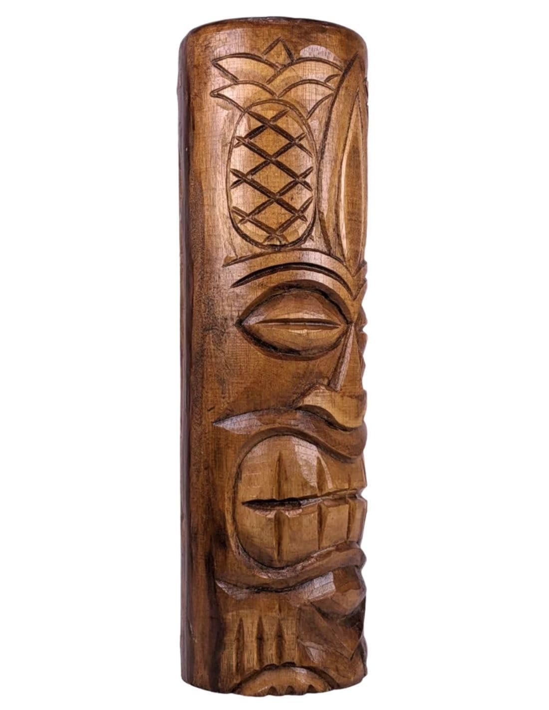 Coco Papaya Grand Totem Statue Tiki 50cm en Bois Massif sculpté à la Main