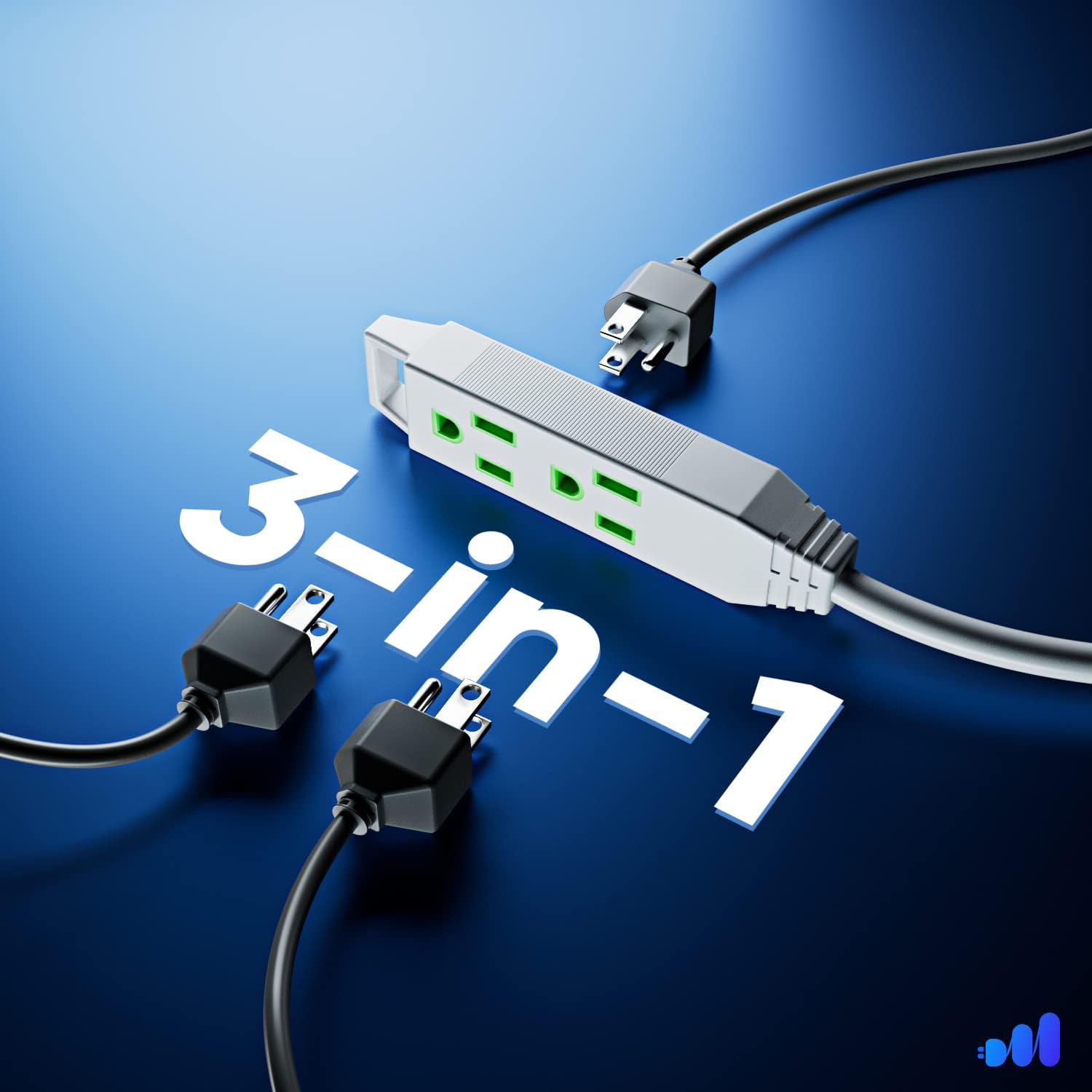 Extension Cord 50 ft, Extension Cord with Multiple Outlets, 16 Gauge (White) ETL Listed