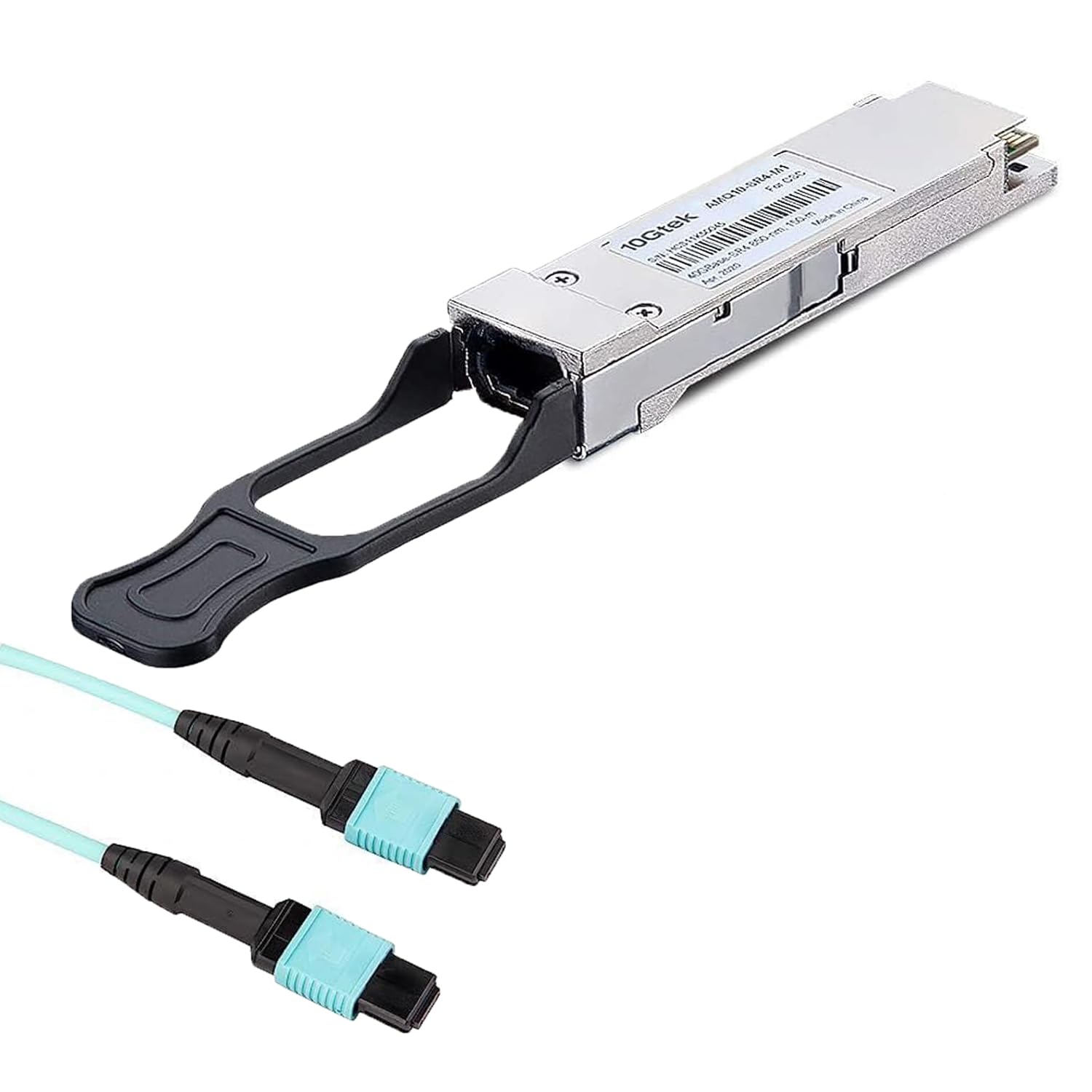 1 Pack of 40 Gigabit QSFP+ MPO Multi Mode Transceiver for Cisco QSFP-40G-SR4 and 1 Pack of 7-Meter MPO to MPO OM4 Multimode Fiber Jumper Patch Cord