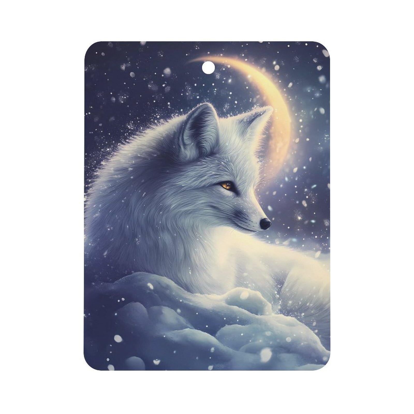 Moon White Fox Car Air Freshener Hanging Aromatherapy Tablets for Car Accessories Square
