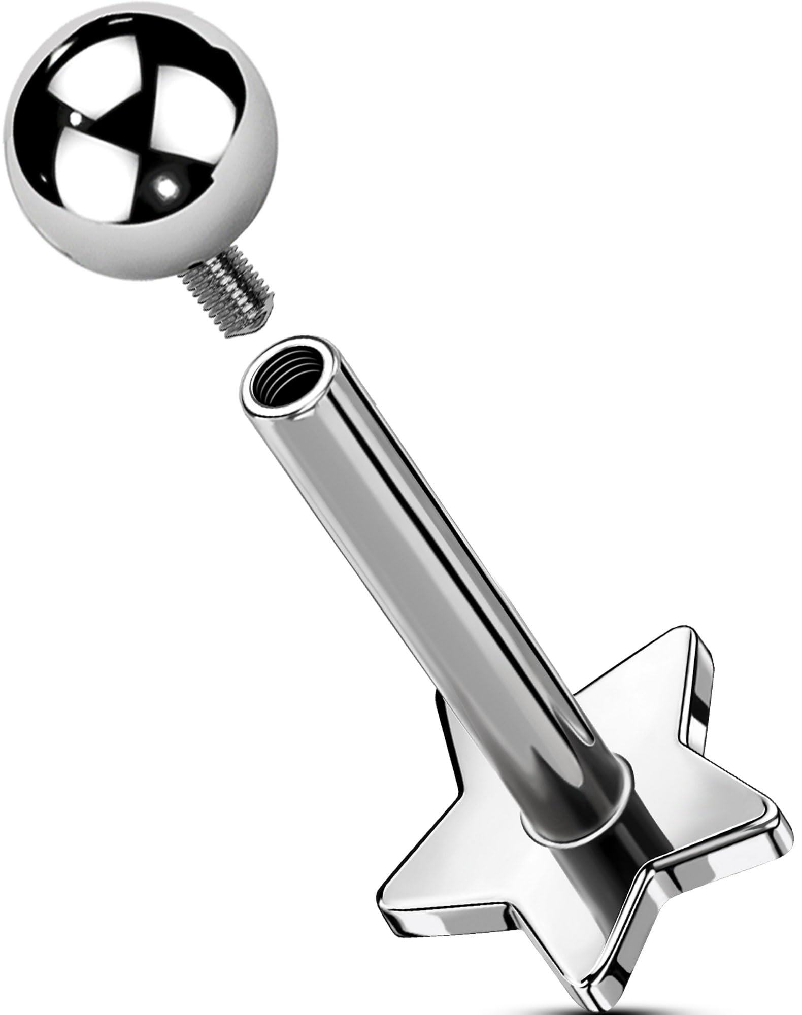 5/6/8/10/12mm Titanium Labret Piercings Jewellery Internally Helix Earring 16G Star Tragus Conch Lip Bar Stud Cartilage Earrings Helix Piercing Jewellery