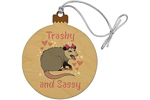 Trashy and Sassy Opossum Funny Wood Christmas Tree Holiday Ornament