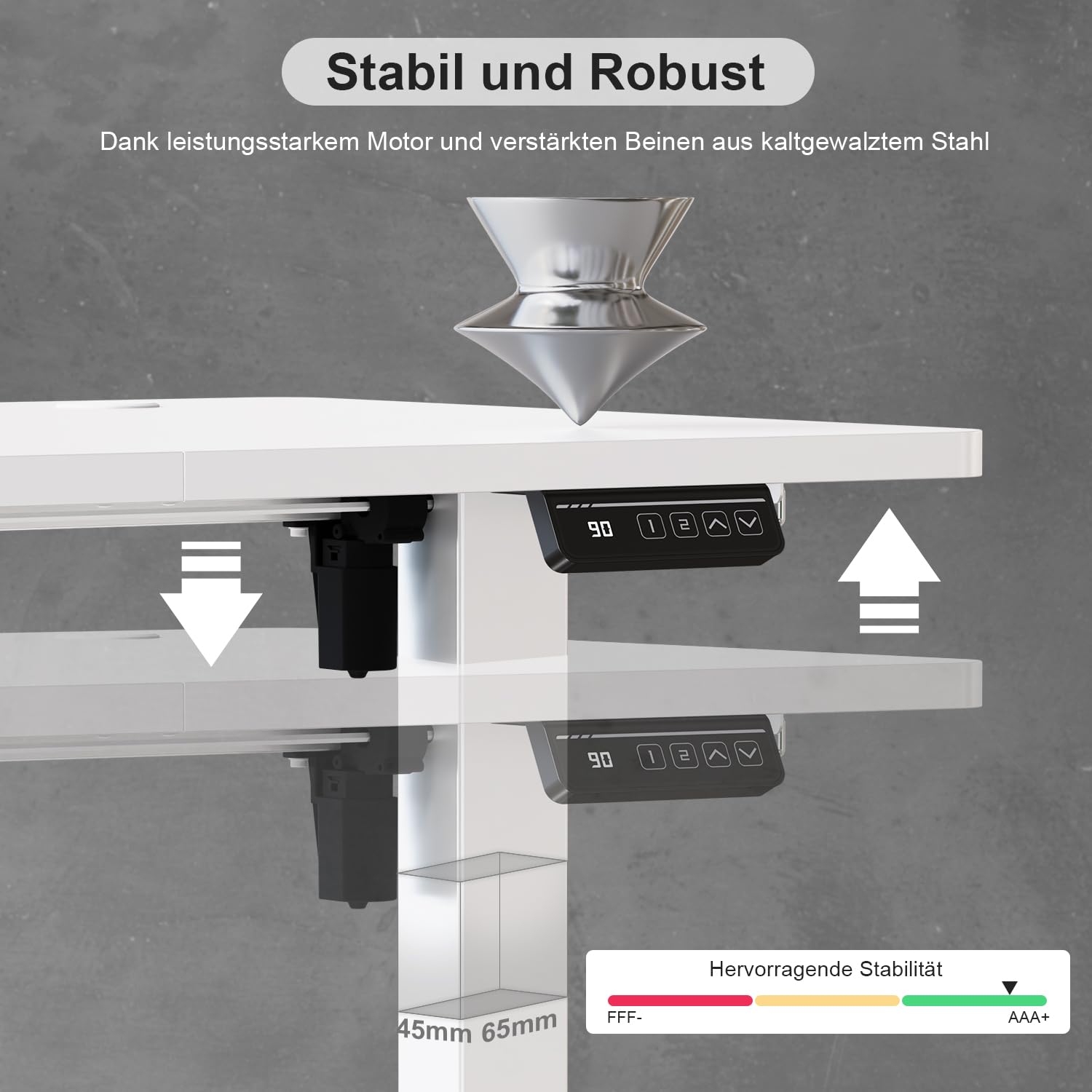 Devoko Elektrisch Höhenverstellbarer Schreibtisch 160 x 60 cm – Stabiler Stehschreibtisch ohne Wackeln, Leise Höhenverstellung für Home Office, 71–119 cm, 2-Memory-Funktion Computertisch, Weiß
