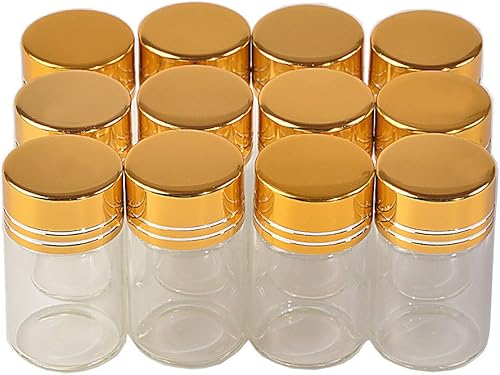 24 botellas de cristal de 0.2 fl oz con tapones de rosca de aluminio dorado vacĂos de aceite esencial azafrán pĂldora en polvo lĂquido para joyas, 24 botellas de cristal de 0.2 fl oz con tapones de rosca de aluminio dorado vacĂos de aceite esencial azafrán pĂldora en polvo lĂquido para joyas,