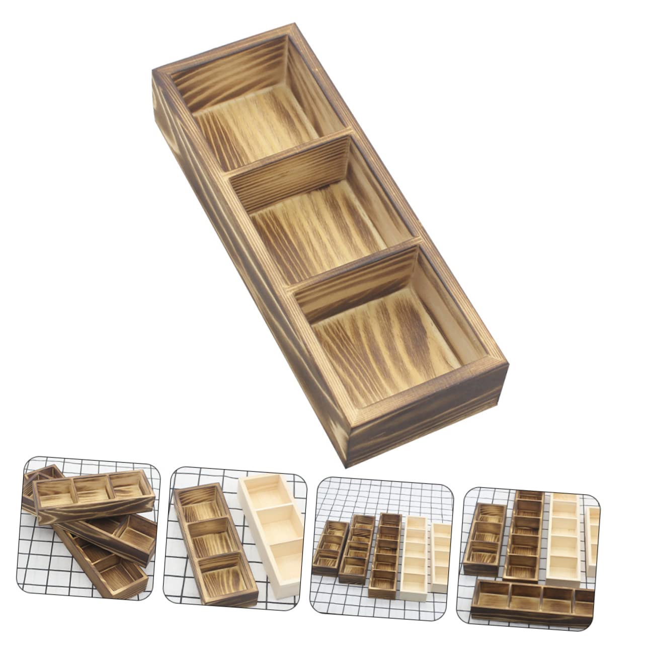 Operitacx 2sets Tea Bag Box Organizer Wooden Tea Bag Holder Storage Organizer for Kitchen Drawer Countertop 2pcs*2