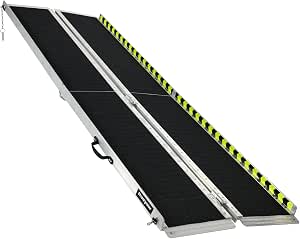 8FT Folding Aluminum Wheelchair Ramp with Anti-Slip Surface and Side Rails
