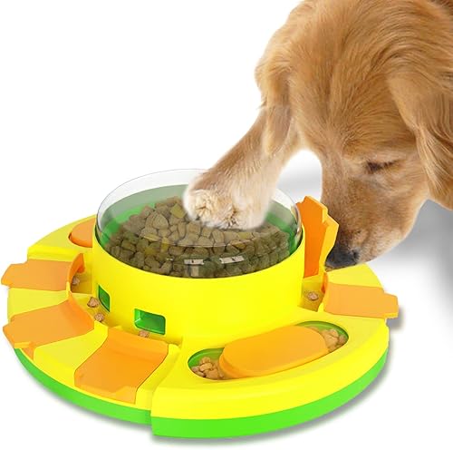 Aluckmao Juguete interactivo de rompecabezas de comida para perros, rompecabezas de golosinas para perros, alimentador lento, juegos de rompecabezas