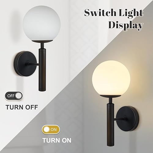 Miniatura 4 de KCO Lighting - Lámpara de pared moderna dorada de mediados de siglo, industrial mate, globo de cristal, lámpara de pared para dormitorio, luz de