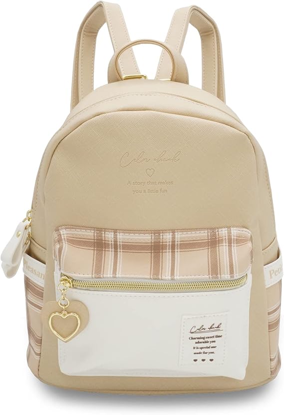 Amazon Co Jp カノンコード マイルドチェック ミニリュック リュック 女の子 小学生 中学 女子 Msncx613 ベージュ シューズ バッグ