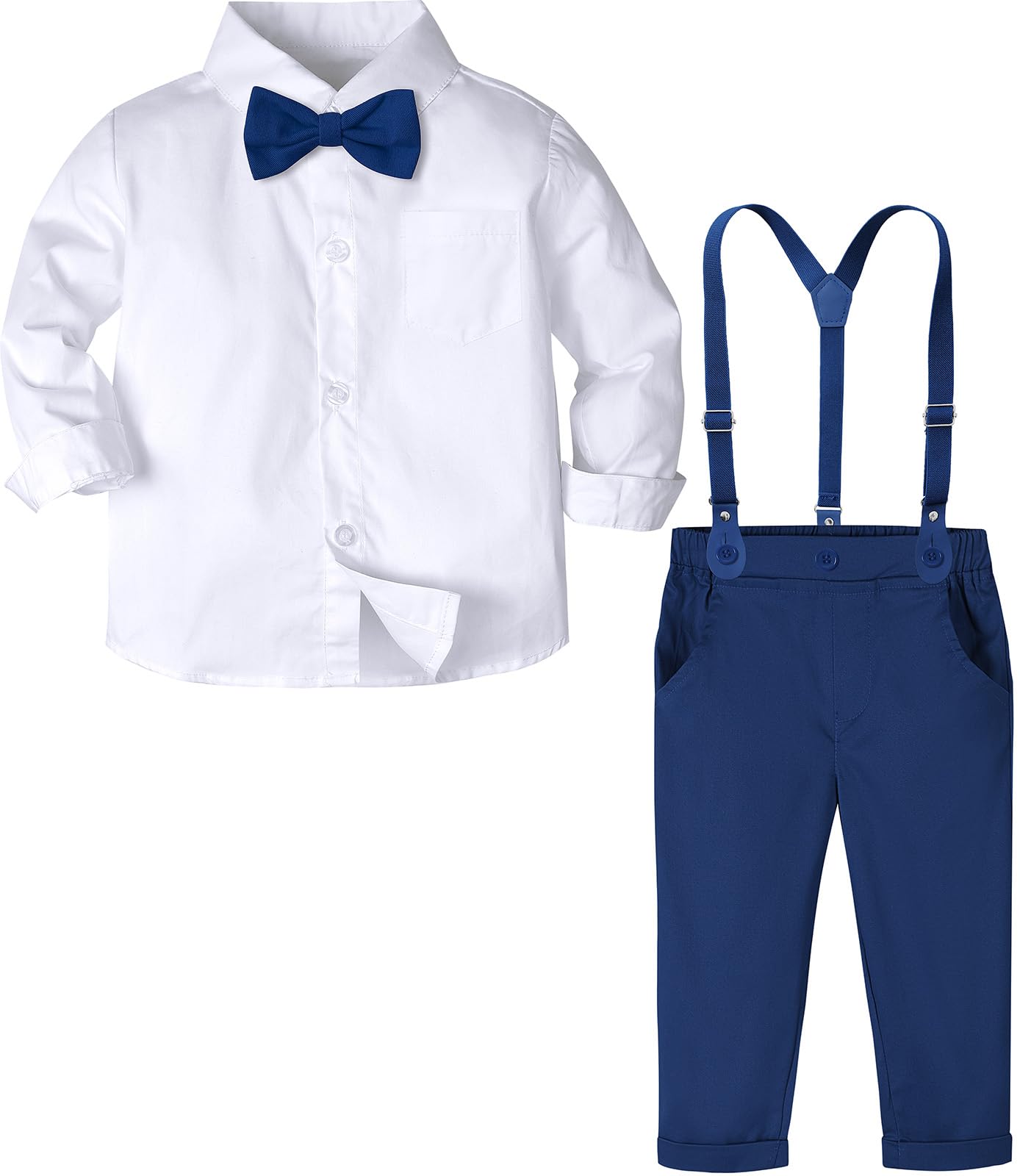 A&amp;J DESIGN Toddler Boy Suit Baby Dress Outfit, Suspender &amp; Bow Tie 12M - 6Y