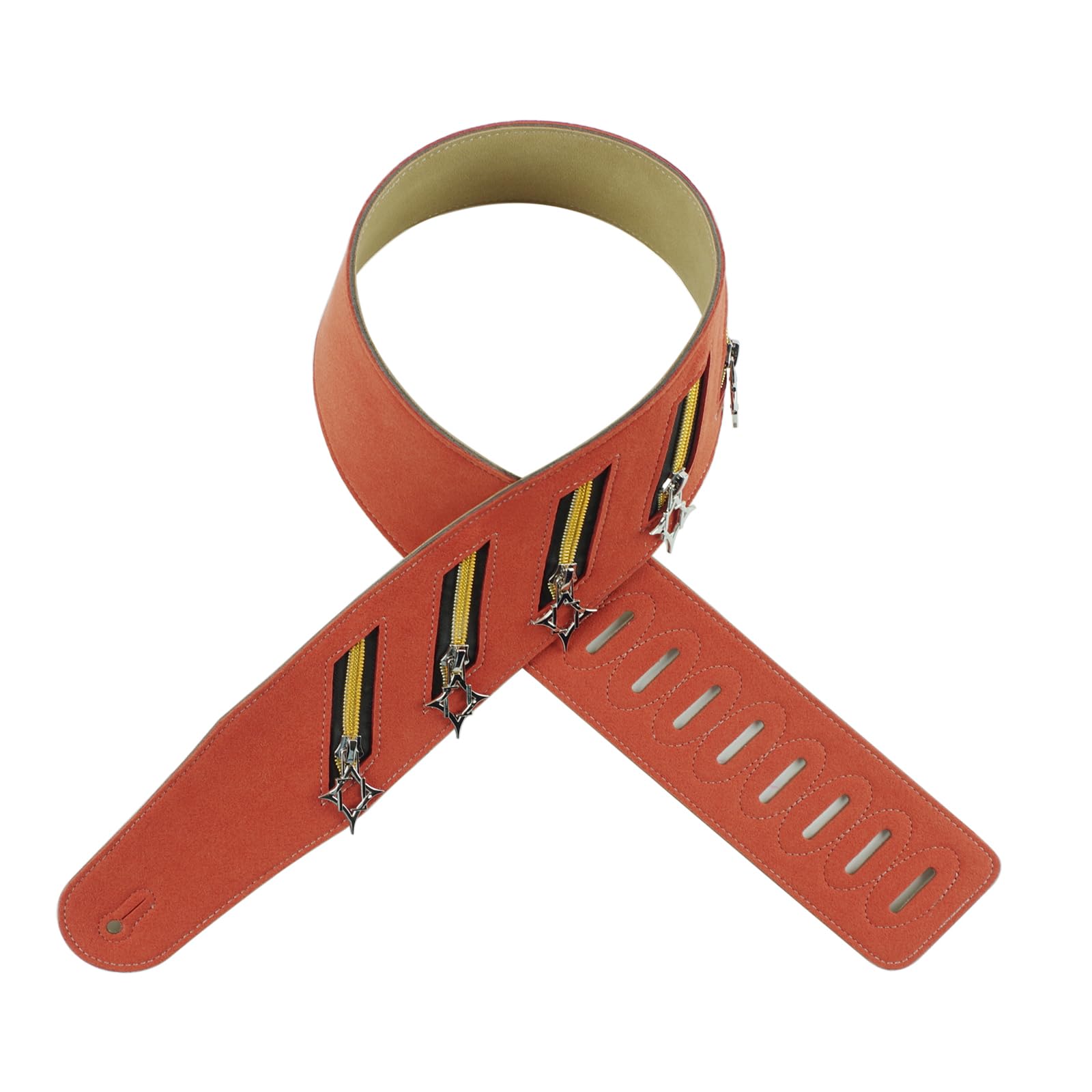 Correa de guitarra punk de microfibra con tachuelas de metal, diseño de hombro ancho, longitud ajustable para mayor comodidad