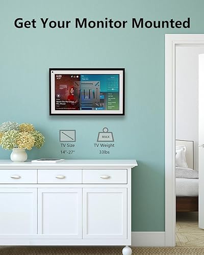 Miniatura 5 de Soporte de pared para monitor de TV RV para pantallas planas LCD LED de 14 a 27 pulgadas, soporte de pared pequeño para monitores de computadora,