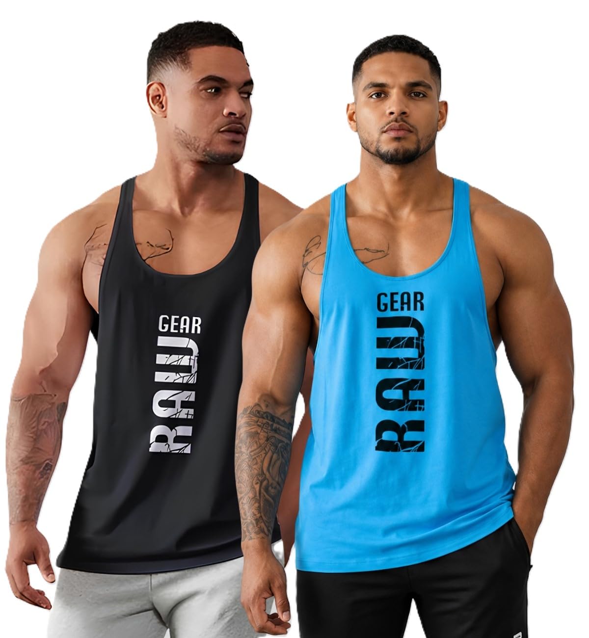 bab being beast apparel BAB Stylish Gym Vest for Men | Printed | Gym Vest Mens Vests Sando Vests Pack of 2-picture-34