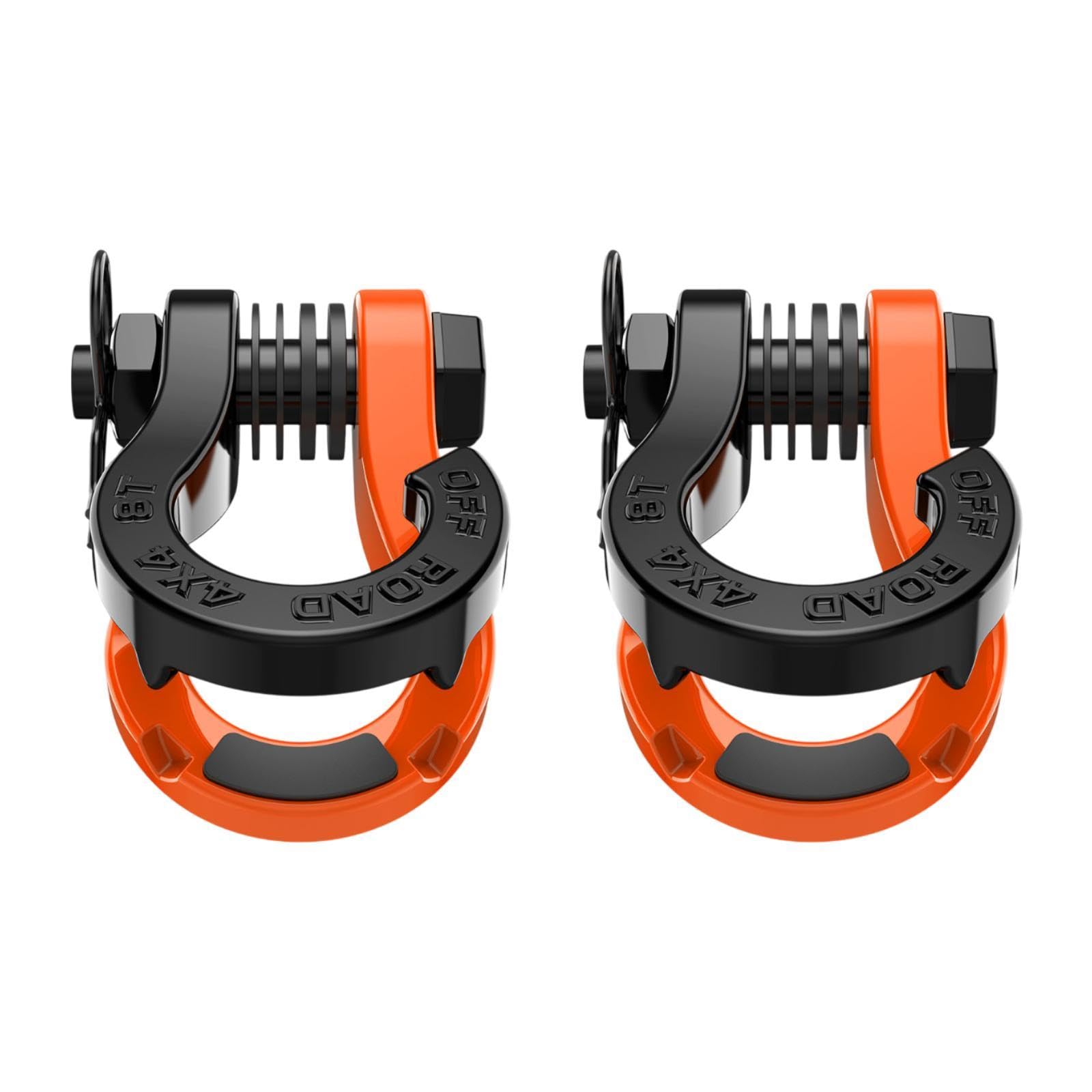 2 Manilles de Remorquage En Forme de D, Manilles Fendues, Accessoires En Acier, Pièces de Rechange, Grande Durabilité pour Véhicules Tout-terrain, Rem, Orange