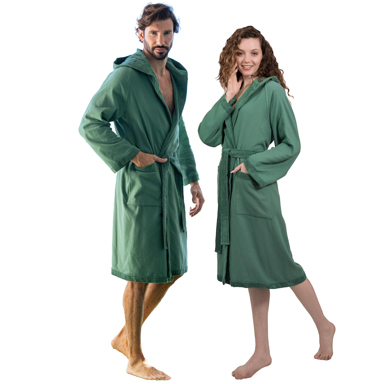nice homeit Accappatoio Donna e Uomo in Spugna 100% Cotone - Accappatoio Super Assorbente con Cappuccio - Morbido, Leggero, Anti-Pilling, Made in Italia