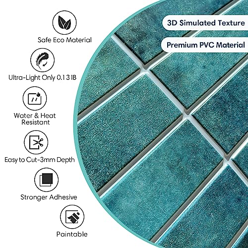 Commomy Peel And Stick Tile 3D Peel And Stick Wall Tiles Backsplash, 11.8"X11.8" Removable Peel And Stick Backsplash For Renters, Kitchen, Bathroom, Bedroom, Accent Wall, Home Wall Decor (Blue, Matt) #TOP2