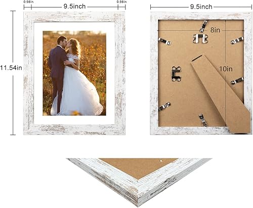 Vista 98 de Capcillin Juego de 2 portarretratos de 11 x 17 pulgadas, patrón de madera, color marrón rústico, para montaje en pared, plexiglás, ideal