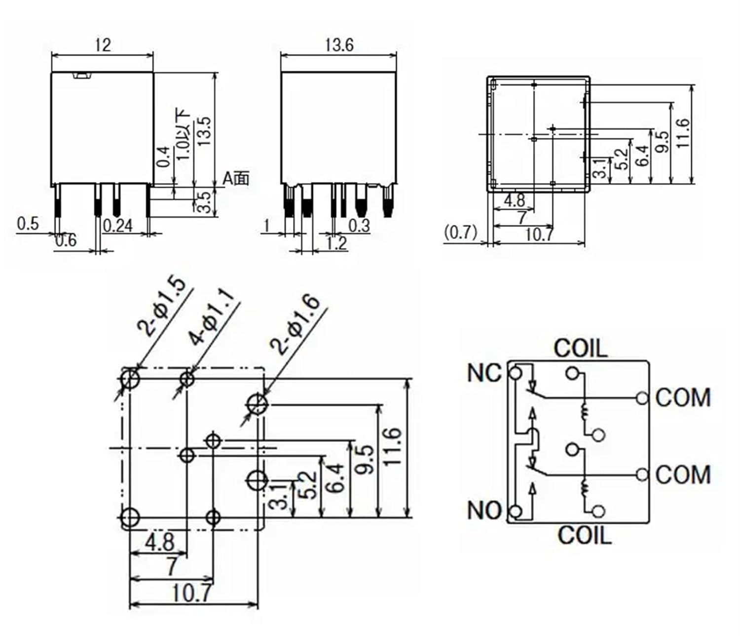 TE2-160 ; TE2-220 ; 12VDC (TE2-8P) Relay 8 Pins 1pcs(TE2-220 12VDC)