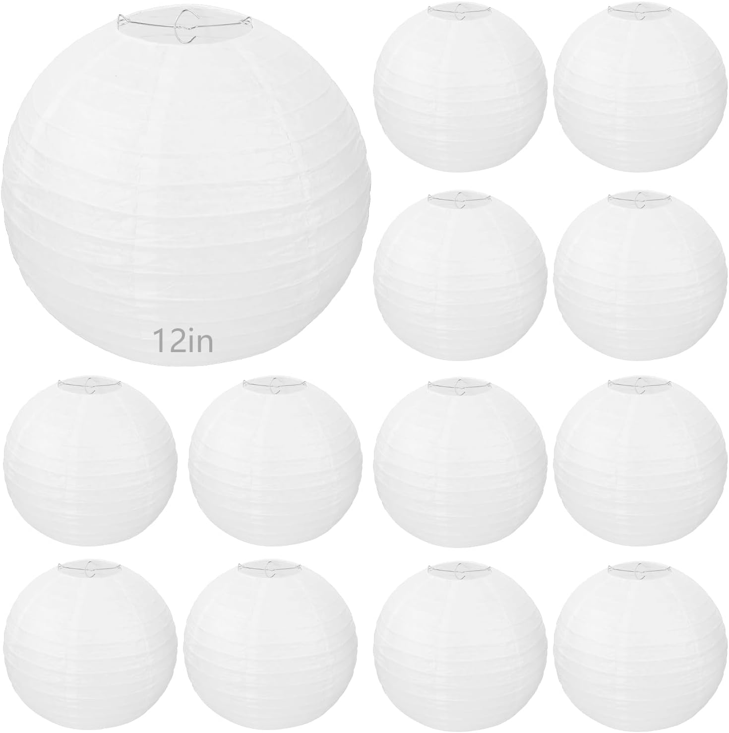 30 Pack 12 Inch Elegant White Round Lanterns for Party, Weddings, Birthdays