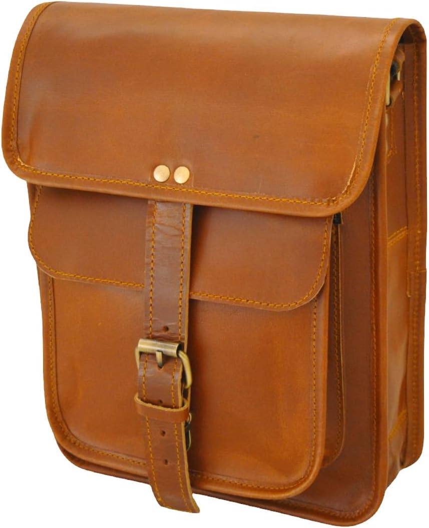 Satchel And Fable Leather I Pad Messenger Tablet Cross Body Shoulder Bag 11 Inch dark brown - Image 7