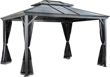Sojag 10 x 12 Ventura II Hardtop Gazebo Outdoor Weather-Resistant Aluminum Frame Sun Shelter